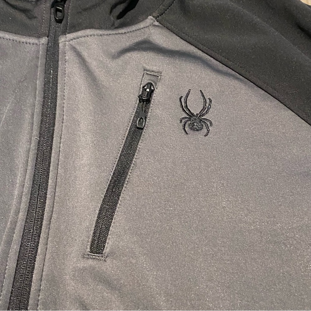 Spyder NWT Mens zip up hooded jacket black gray size large - Picture 3 of 13